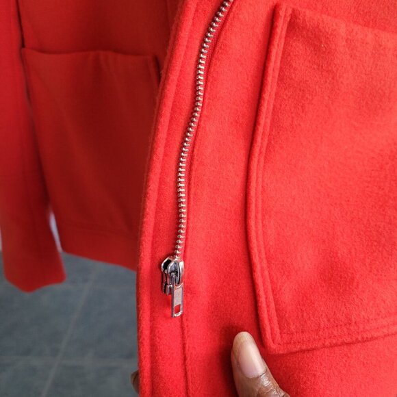 H&M Women's Hooded Red/Orange Short Women’s Zip Up Jacket – Size US 10 - Picture 7 of 16